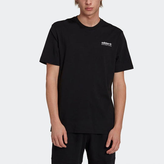 Men's adidas originals Alphabet Logo Printing Round Neck Short Sleeve Black T-Shirt HK5010