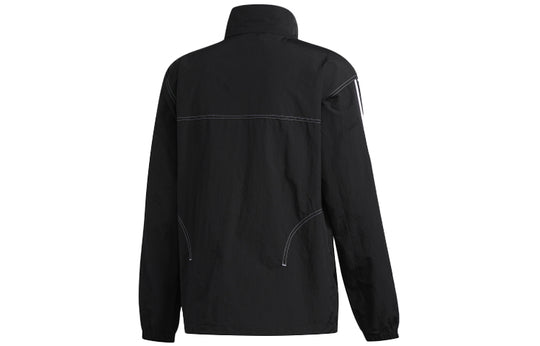 adidas originals Embroidered Logo Stand Collar Sports Jacket Black GD2057