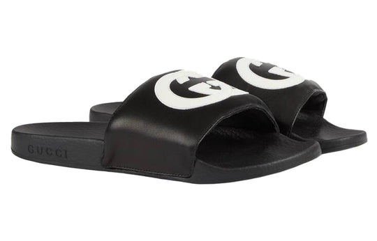 (WMNS) Gucci Interlock Double g Soft Sole Cozy Flat Heel Fashion Black Sandals 645770-0R0F0-1071