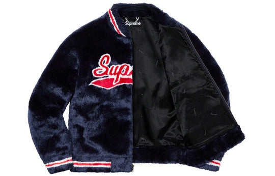 Supreme Black Fur Varsity Jacket (SS20)