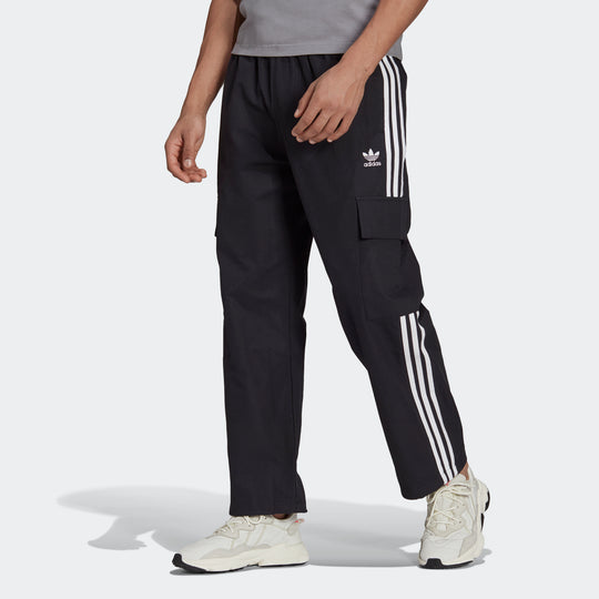 Men's adidas originals 3-stripes Cargo Contrasting Colors Sports Pants/Trousers/Joggers Autumn Black H09117