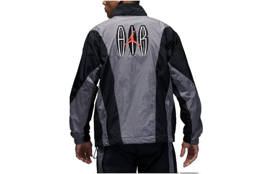 Air Jordan Colorblock Embroidered Zipper Jacket Men's Gray Black DQ8034-014