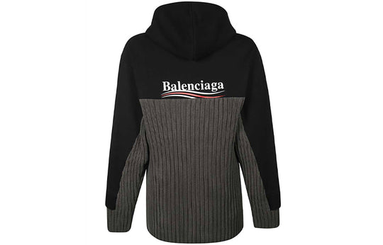 Men's Balenciaga Cola Label Splicing hooded Sports Black 621069T31754088