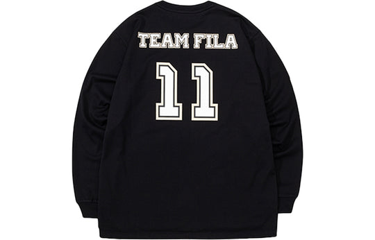 Men's FILA Sports Pure Cotton Loose Long Sleeves Black T-Shirt T11M032216F-BK T-shirts - KICKSCREW