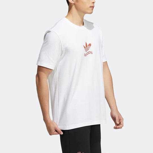 Men's adidas originals Logo Printing Pattern Sports Round Neck Short Sleeve White T-Shirt H47114