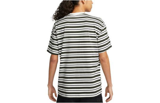 Men's Nike Embroidered Logo Stripe Round Neck Short Sleeve Sail White T-Shirt DQ1863-134
