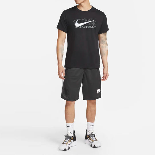 Men's Nike Solid Color Large Logo Printing Round Neck Pullover Short Sleeve Black T-Shirt DR7643-010