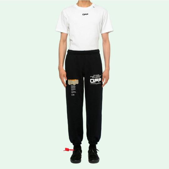 OFF-WHITE Mens Street Style Plain Cotton Wavy Line 3D Logo Casual Sweatpants OMCH022R20E300041001