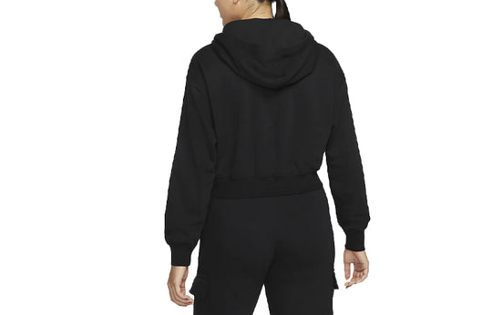 Nike Sportswear Logo Embroidered Loose Fleece Hoodie Black DO7257-010