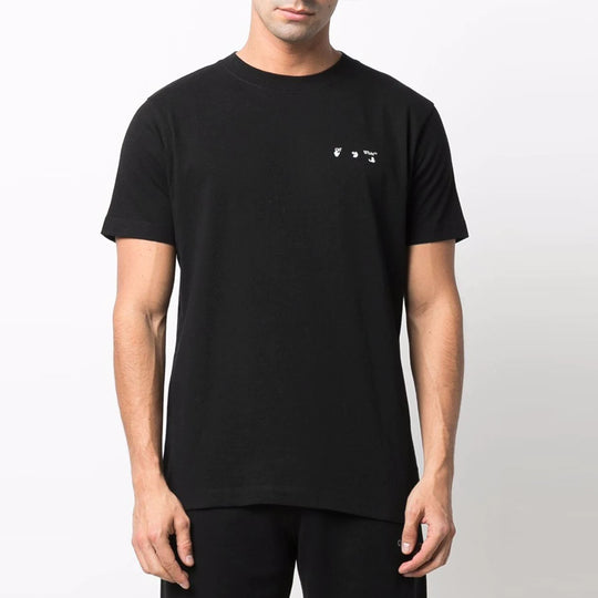 Men's Off-White Solid Color Caravaggio Arrow Short Sleeve Black T-Shirt OMAA027C99JER0051001