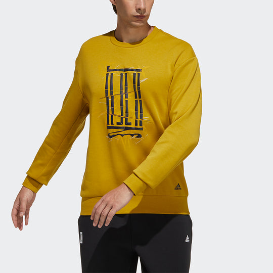 Men's adidas Wj Logo Swt Martial Arts Series Funny Pattern Sports Pullover Round Neck Gold Color H39313