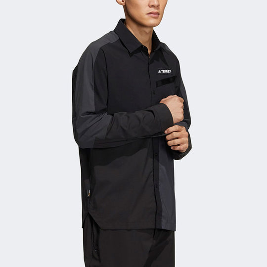 adidas Terrex Cargo Casual Breathable Long Sleeves Shirt Black HE5205