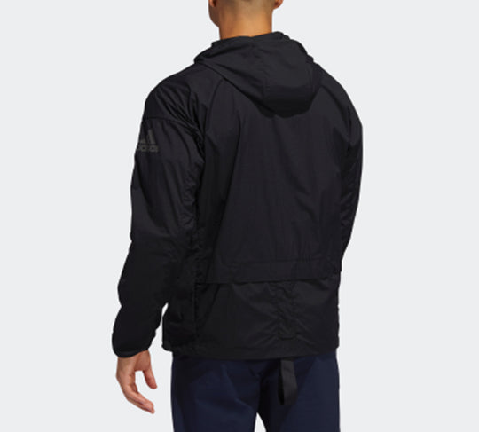 adidas Woven hooded Windproof Jacket Black FT2783 - KICKS CREW