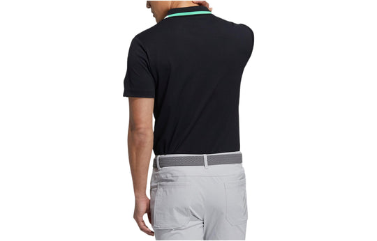 Men's adidas Solid Color Logo Casual Sports Short Sleeve Polo Shirt Black HA1325