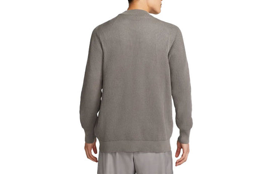 Men's Nike Solid Color Round Neck Long Sleeves Knit Wool Sweater Wolf Grey DN4102-012