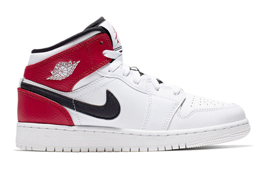 (GS) Air Jordan 1 Mid 'White Black Gym Red' 554725-116 Sneakers  -  KICKS CREW