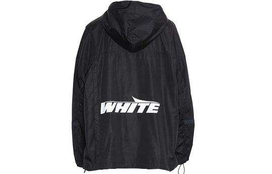 OFF-WHITE Printing Zip-up Hooded Jacket Men Black OMEB009E18A230031001