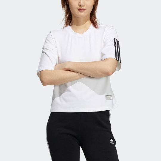 (WMNS) adidas originals Ryv Tee Ss Stripe Sports Round Neck Short Sleeve White T-Shirt H39016