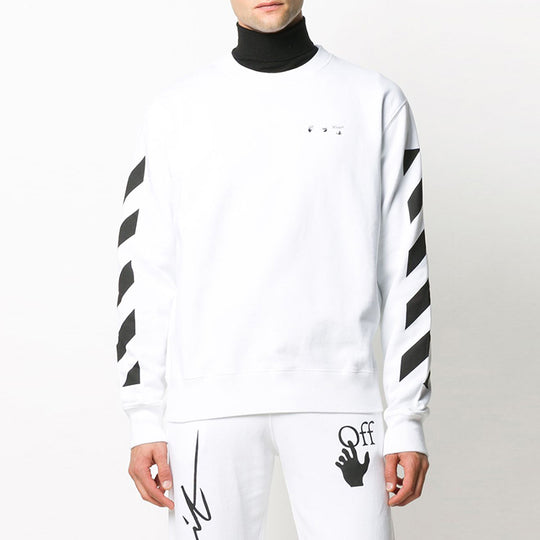 Men's OFF-WHITE Back Printing Round Neck Pullover Long Sleeves Hoodie Version White OMBA025F20FLE0060110 Hoodie - KICKSCREW