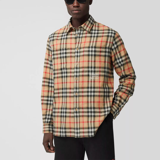 Burberry Check Cotton Flannel Shirt Male Cream-coloured 80367731 ...