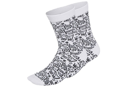 adidas neo x Crossover Graffiti Pattern Casual Socks Unisex One Pair White HC7209