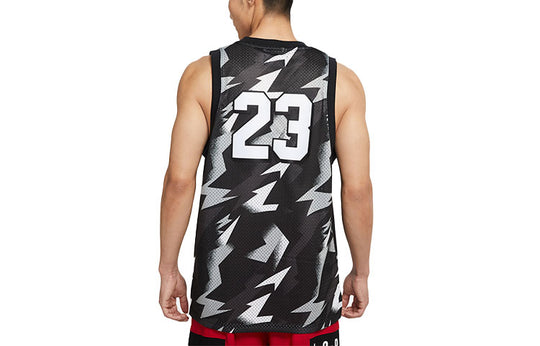 Air Jordan Contrasting Colors Pattern Alphabet Numeric Breathable Training Basketball Sports Vest Black CZ4740-010