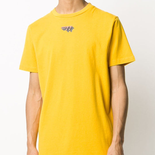 OFF-WHITE logo Printing Short Sleeve T-shirt Yellow OMAA027E20JER0121810 T-shirts - KICKSCREW