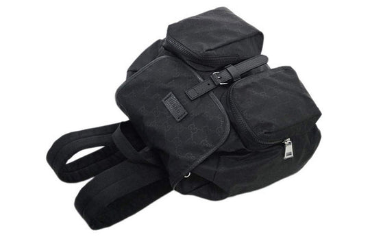 Gucci Logo Leather Logo Nylon Schoolbag Backpack / Black 510343-X28AN-1000