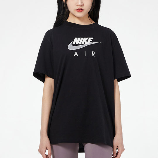 (WMNS) Nike Air Logo Casual Sports Short Sleeve Black T-Shirt CZ8615-010