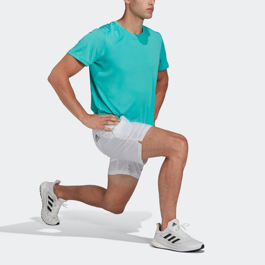 Men's adidas Solid Color Alphabet Logo Running Sports Short Sleeve Blue HB7475