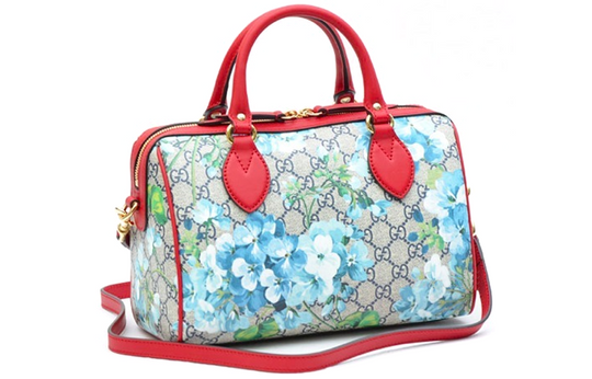(WMNS) GUCCI Blooms Logo Printing Boston handbag Small Blue / Red Classic 546314-KU2IG-8492 Handbag  -  KICKS CREW