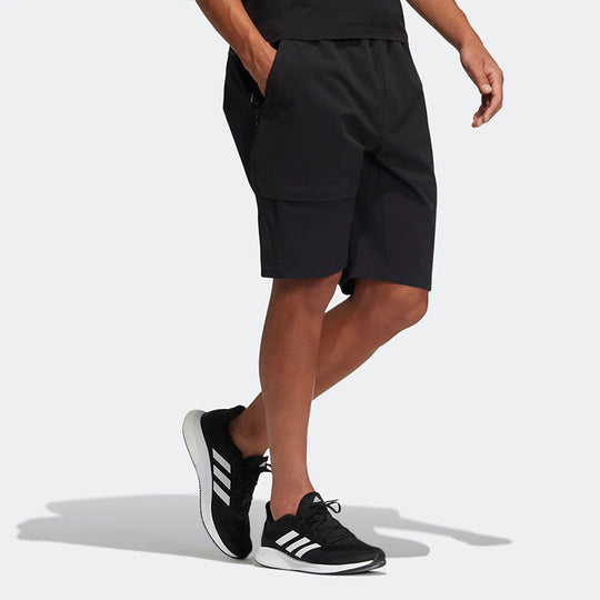 adidas Solid Color Minimalistic Sports Straight Shorts Black HE9932