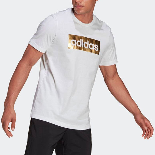 Men's adidas Alphabet Logo Printing Round Neck Pullover Short Sleeve Japanese Version White T-Shirt GS6281