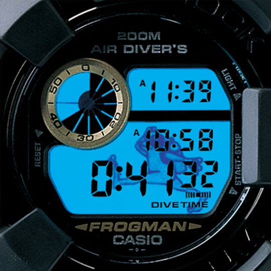 Men's CASIO G Shock FROGMAN 2 Watch Mens Black Digital DW-8200BM-1T Watches - KICKSCREW