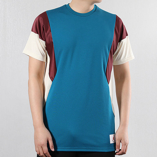 Nike Colorblock Sports Running Round Neck Quick Dry Short Sleeve Blue AO0415-301
