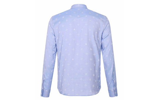 GUCCI Bee Star Print Long Sleeve Shirt For Men Blue 452041-Z327C-4910 Shirt - KICKSCREW