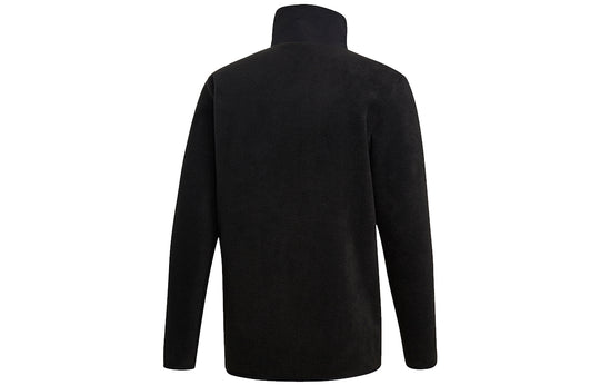 Men's adidas originals Pfleece Trktop Sports Logo Casual Suede Stay Warm Stand Collar Jacket Black EC3675