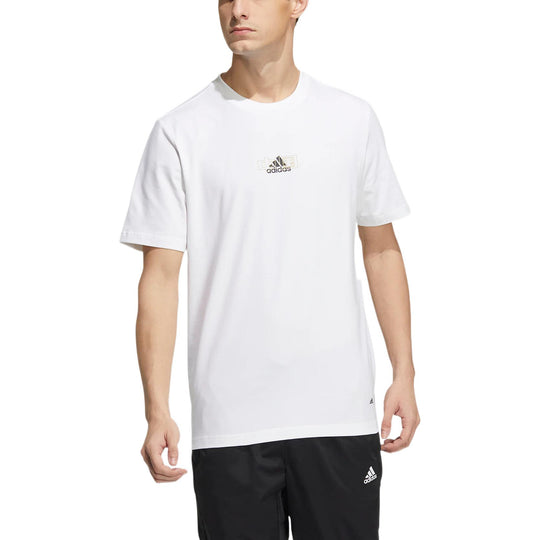 adidas Solid Color Logo Breathable Round Neck Short Sleeve White HS438 ...