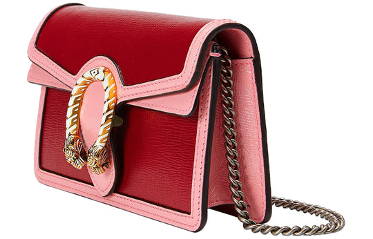 Gucci Leather Dionysus Tiger Head Buckle Chain Single-Shoulder Bag Super Mini Red/Pink 476432-18YQX-6664