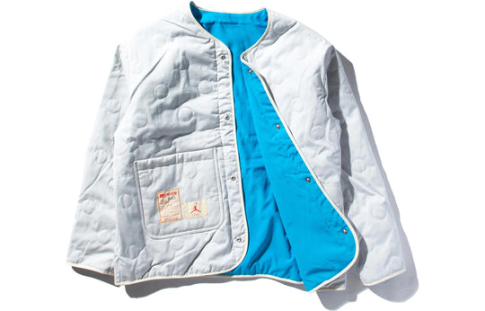 Men's Air Jordan x Union Crossover Solid Color Printing Logo reversible Long Sleeves Jacket US Edition Blue / Gray DJ9518-482