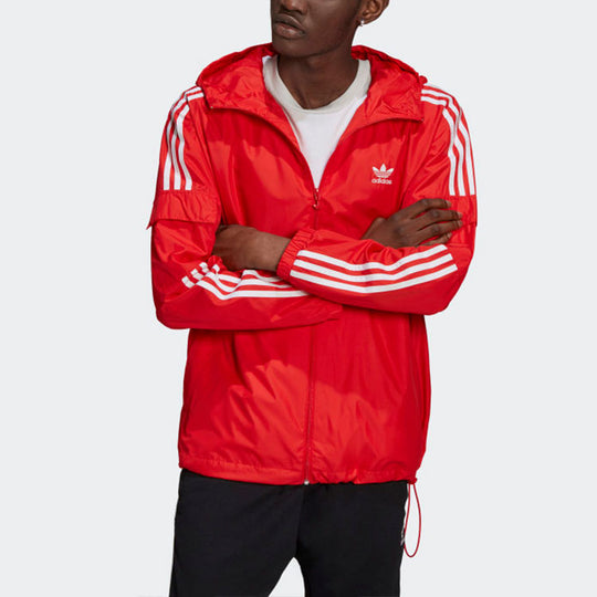 Men's adidas Stripe Casual Sports Long Sleeves Jacket Bright Pink Red Fluorescence H06685