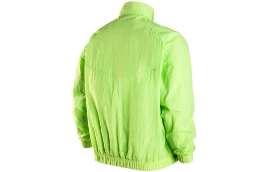 Men's Nike Solid Color Logo Label Breathable Windproof Stand Collar Half Zipper Long Sleeves Jacket Autumn Green DA2493-399