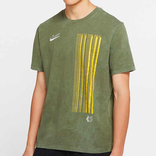 Nike Dri-FIT KD Retro Washed Embroidered Logo Sports Short Sleeve Green Army green CD1301-222
