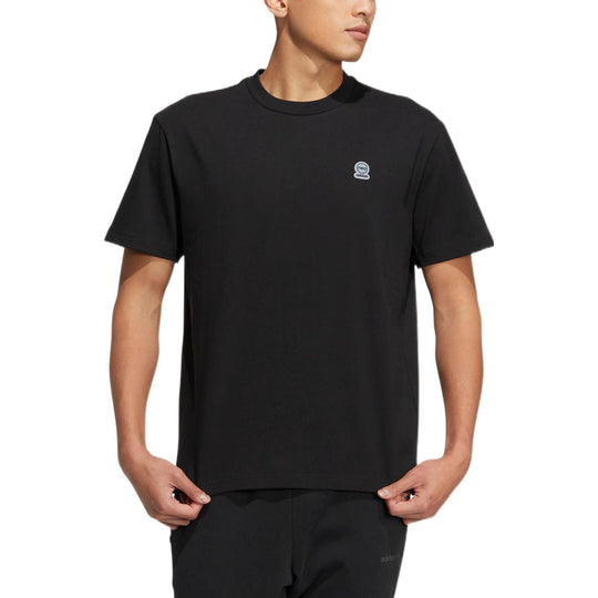 adidas neo Solid Color Round Neck Sports Short Sleeve Unisex Black HS6812