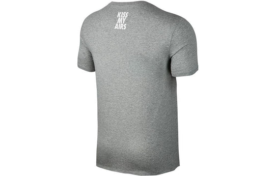 Men's Nike Creative Shoes Alphabet Large Printing Pattern Sports Gray T-Shirt AH8400-063
