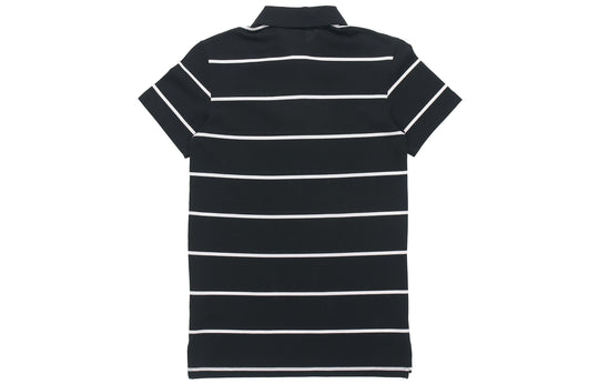 adidas YARN DYE Stripe Short Sleeve Polo Shirt Black FT2836