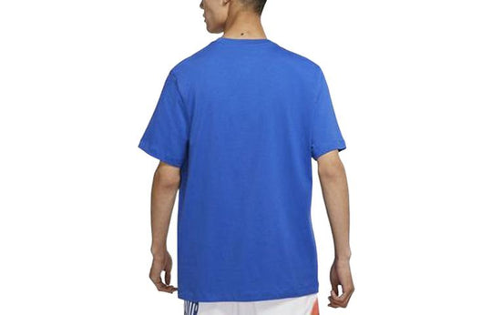 Men's Nike Logo Printing Round Neck Pullover Short Sleeve Blue T-Shirt BV0628-480