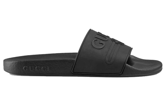 (WMNS) Gucci Logo Rubber Slide 'Black' 525140-JCZ00-1031