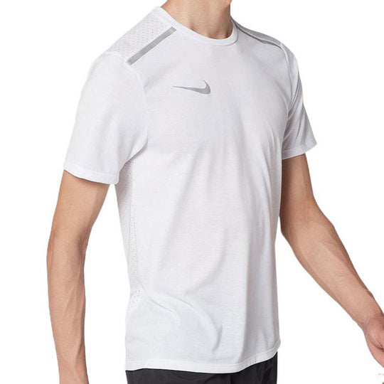Men's Nike Solid Color Quick Dry Logo Breathable Sports Training Short Sleeve White T-Shirt 892814-100