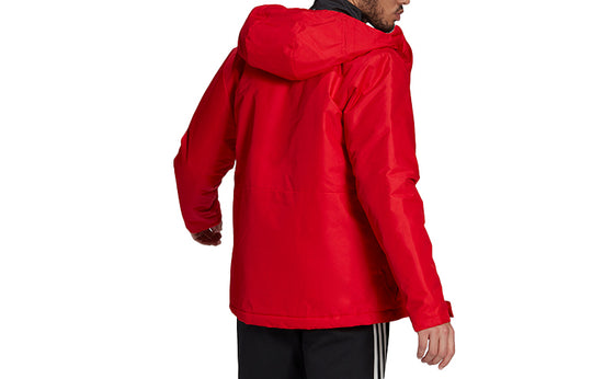 adidas Casual Sports Windproof Hooded Jacket Red GN3236
